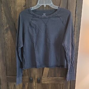 Aerie Gray Relaxed Crew Neck Long Sleeve Shirt